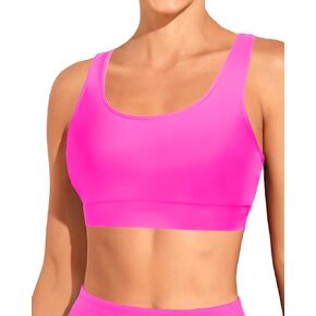 Holipick Women's Sports Bra Bikini Top Criss Cross Swim Top Scoop Neck Bathing Suit Top Swimsuit Top Only