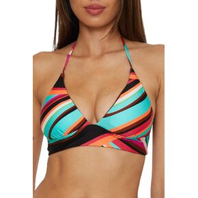 Trina Turk Women's Swoop Reversible Halter Bikini Top, Adjustable, Tie Back, Swimwear Separates