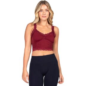 Comfort Wireless Sexy Lace Bralette for Women. One Size (Burgundy)