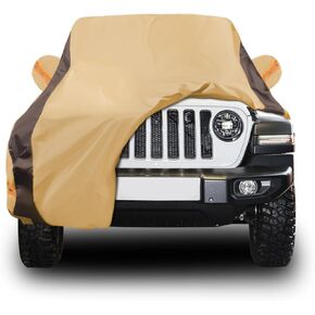 Car Cover Waterproof All Weather Compatible with Chevy Corvette C4 C5 C6 C7 C8, Outdoor Anti-UV Sun Rain Protection Full Exterior Cover (Camel with Brown)