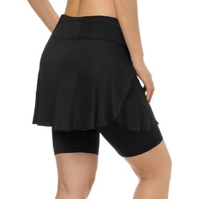 Women Athletic Skirts with Leggings(Shorts Longer Than Skirs),Women Split Skorts Skirts Pockets