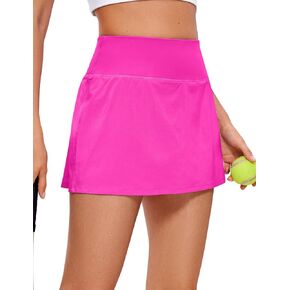 CRZ YOGA Pleated Tennis Skorts Skirts for Women with Pockets 13'' - High Waisted Golf Skirts Workout Casual Skirts