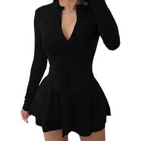 Women Casual 2 Piece Skirt Sets Mini Skirts with Shorts Skort Lightweight Zip Up Jacket Crop Tops Matching Set