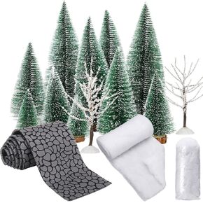 15 قطعة من إكسسوارات قرية عيد الميلاد بما في ذلك أشجار الثلج الاصطناعية الاصطناعية وبطانية الثلج الاصطناعية المزيفة وأشجار الفروع العارية وإكسسوارات الشوارع المرصوفة بالحصى وتمثال قرية للمنازل in Kuwait