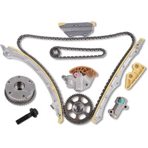 Engine Timing Chain Kit with Camshaft Adjuster for 2008-2015 Honda Civic, CR-V, Accord, Crosstour & Acura ILX, TSX 2.4L - Includes Guide Rail, Sprocket, Tensioner & VVT Gear