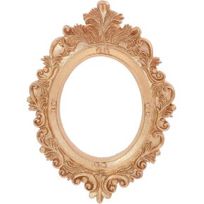 LOGOFUN Antique Picture Frame Magnet Vintage Resin Photo Frame Refrigerator Magnet Small Wall Hanging Frame with Magnet for Office Decor - Gold Elliptical