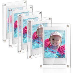 Mini Acrylic Fridge Magnetic Picture Frame 2.15x3.4 inches Double Sided Photo Refrigerator Magnet Picture Frame for Fujifilm Instax Mini 12/11/99/90/EVO 3 inch Films - 5 Pack