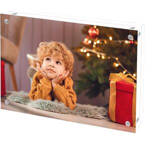 Acrylic Picture Frame 4x6, Double Sided Photo Frames for Refrigerator with Magnetic Corners, Transparent Acrylic Frame for Desk or Tabletop Display Family,Wedding, Baby Pictures(3 Pack)