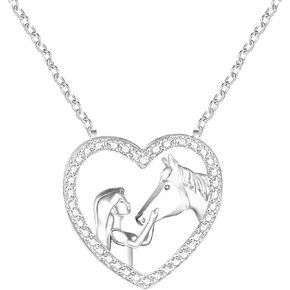 Horse Pendant Necklace for Girls Crystal Heart Pendant Necklaces Jewelry Gifts for Girls Daughter Granddaughter Niece Birthday