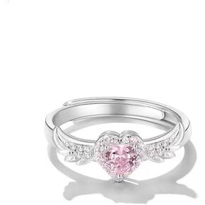 Beautiful Pink Angel Wings Rings, Adjustable Opening Size Rings for Women Teenage Girls, Adjustable Ring Jewelry, Best Birthday Gift Christmas Gifts.