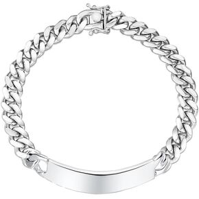 Savlano 925 Sterling Silver 9MM Miami ID Bracelet- Cuban Chain ID Bracelet for Men & Women Comes in 8 and 9" Inches with Gift Box - Made in Italy