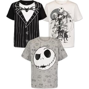 Disney boys Nightmare Before Christmas Jack Skellington T-Shirts pack of 3