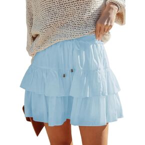 Flowy Shorts for Women Boho Ruffled Tiered Skorts Casual High Waist Mini Skirts Tennis Golf Comfy Shorts 2025