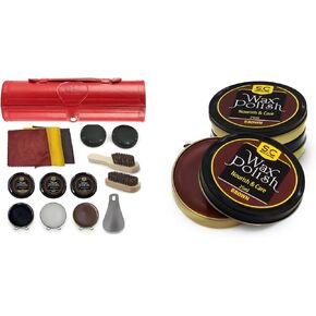 Stone and Clark Premium Brown Shoe Polish Kit with 12PC Leather Shoe Shine Kit - Complete Leather Care Solutions for Men & Women