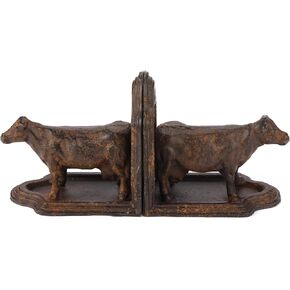 Cow Bookends Decorative, Farmhouse Antique Book Ends, Set of 2