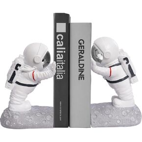 Decorative Bookends Gold, Space Theme Bookends for Shelves Resin Astronaut Bookends Sturdy Bookends for Heavy Books Unique Book Holders with Anti-Slip Base Fun Bookends for Home(A-Gold) in Saudi Arabia