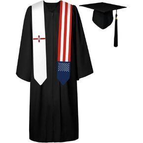 72 Inch North Ireland Flag and USA Flag Graduation Sash Unisex Adults Graduation Stole Scarf International Class of 2024 (Not Include Baccalaureate Gown and Hat)
