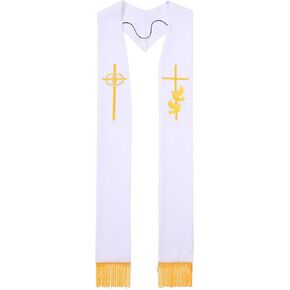 Pastor Wedding Stole with Embroidery Cross/Dove 94"/98" for Clergy