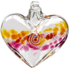 Kitras 3-Inch Van Glow Heart Glass Ornament, Gold/Pink