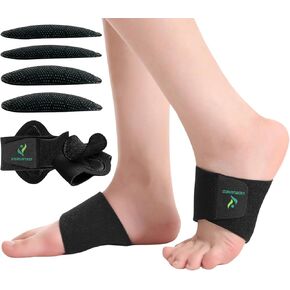 Arch Support Sleeves for Plantar Fasciitis Relief | Upgraded Adjustable Non-Slip Foot Arch Support | Removable Arch Support Pads for Flat Feet High & Fallen Arch Unisex | Pair (Black)