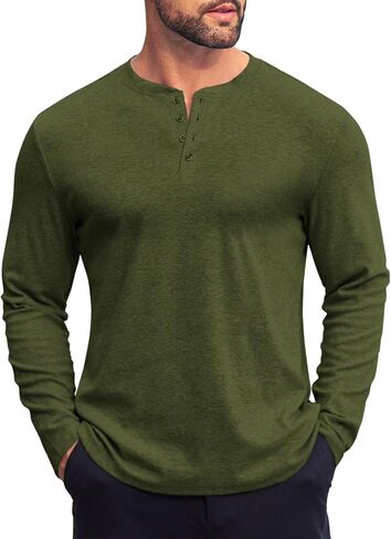 COOFANDY Mens Henley Shirts Long Sleeve Lightweight Buttons T-Shirts Casual Basic Pullover Top in Saudi Arabia