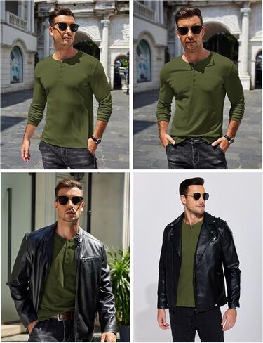 COOFANDY Mens Henley Shirts Long Sleeve Lightweight Buttons T-Shirts Casual Basic Pullover Top in Saudi Arabia