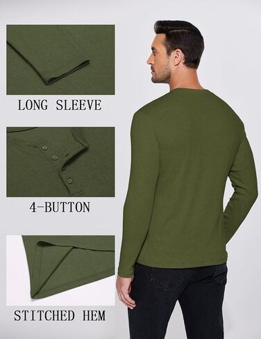 COOFANDY Mens Henley Shirts Long Sleeve Lightweight Buttons T-Shirts Casual Basic Pullover Top in Saudi Arabia
