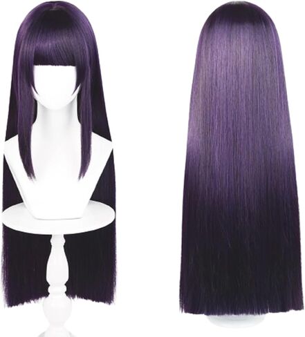 COSPLAZA Cosplay Wig Long Straight Flat Bang Synthetic Wig Anime Black Hair in Kuwait