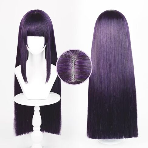 COSPLAZA Cosplay Wig Long Straight Flat Bang Synthetic Wig Anime Black Hair in Kuwait