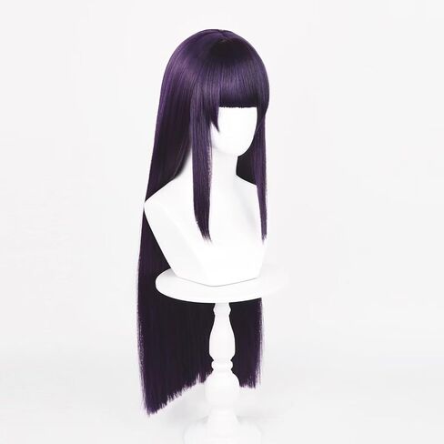 COSPLAZA Cosplay Wig Long Straight Flat Bang Synthetic Wig Anime Black Hair in Kuwait