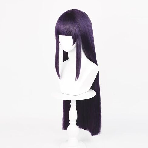 COSPLAZA Cosplay Wig Long Straight Flat Bang Synthetic Wig Anime Black Hair in Kuwait