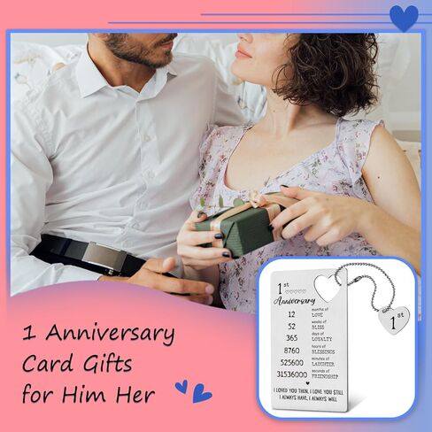 TRCENDE Metal Engraved Happy 1 Year Anniversary Wallet Card Gifts for Boyfriend Girlfriend Husband Wife, First 1st Wedding Anniversary Card Gift for Him Men Her Women XCD35 in Kuwait