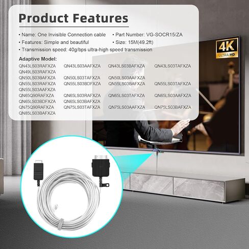 BN39-02688B كابل توصيل واحد غير مرئي مناسب لأجهزة التلفاز الذكية Samsung Neo QLED 8K QN800A QN800B QN900A QN900B Series كابل تلفزيون in Kuwait