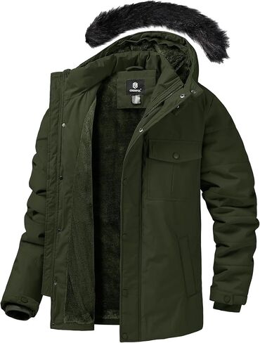 CHEXPEL Mens Winter Jacket Puffy Parka Jacket with Fur Hood Waterproof & Windproof Long Winter Coat Fleece Lined Men Jacket in Saudi Arabia
