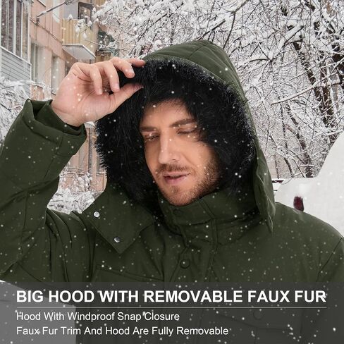 CHEXPEL Mens Winter Jacket Puffy Parka Jacket with Fur Hood Waterproof & Windproof Long Winter Coat Fleece Lined Men Jacket in Saudi Arabia