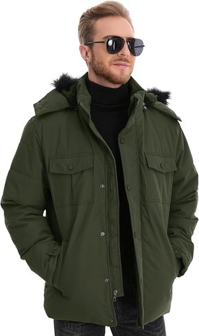 CHEXPEL Mens Winter Jacket Puffy Parka Jacket with Fur Hood Waterproof & Windproof Long Winter Coat Fleece Lined Men Jacket in Saudi Arabia