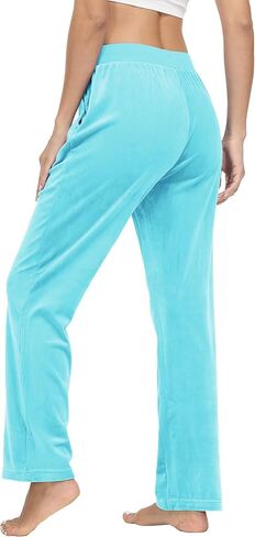 TACVASEN Women's Velour Pants Soft Velvet Sweatpants Warm Straight Leg Athletic Track Casual Lounge Joggers with Pockets in Saudi Arabia