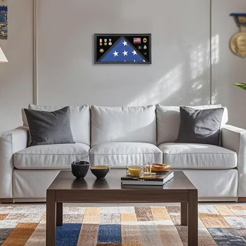 حافظة عرض علم الدفن الكبيرة مصنوعة من الخشب الصلب ذات العلم الأمريكي تناسب صندوق الظل العسكري ذو العلم المطوي مقاس 5 × 9.5 بوصة مع الزجاج المقسى وحامل الشهادات، لمسة نهائية من الماهوجني in Kuwait