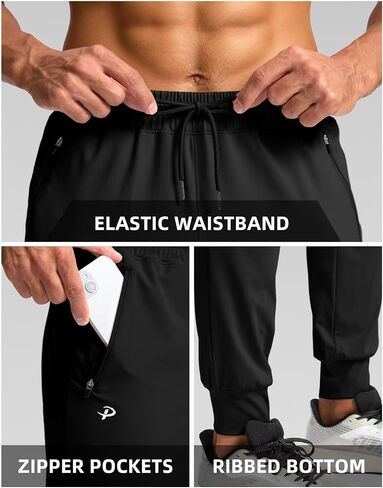 Pudolla Men's Lightweight Sweatpants with Pockets Ultra 4-Way Stretch Joggers Gym Workout Runing Athletic Track Pants in Kuwait