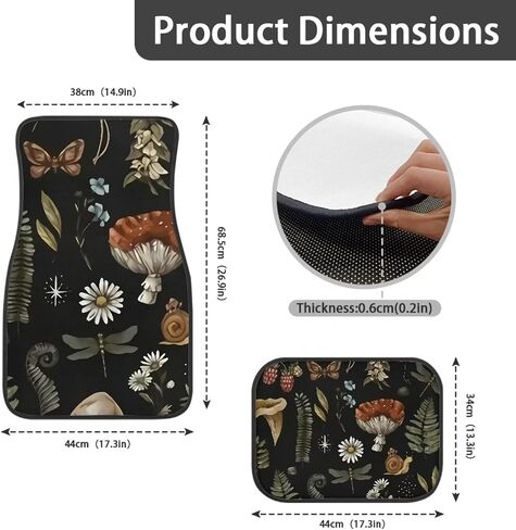 Mushroom Car Floor Mats 4 Pcs All-Weather Car Mats,Waterproof Fit Automotive Floor Carpet for Cars Trucks SUV,Universal Floor Liner Car Accessories in Kuwait