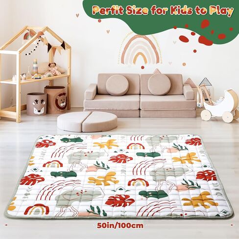 Percozzi Baby Play Mat for Floor ديناصور رغوة الطفل روضة حصيرة سميكة لينة الحشو المضادة للانزلاق بساط الزحف مبطن للأطفال الرضع الأطفال الصغار قابلة للطي وقابل للغسل الطفل لعب رياضة حصيرة 50 "× 50" الأزرق in Kuwait