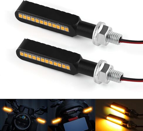2PCS Flowing Sequential Motorcycle LED Turn Signals,12V Super Bright Mini Cobra Appearance LED Blinkers,Fit for Harley Honda KTM Kawasaki Suzuki Yamaha - Amber in Saudi Arabia