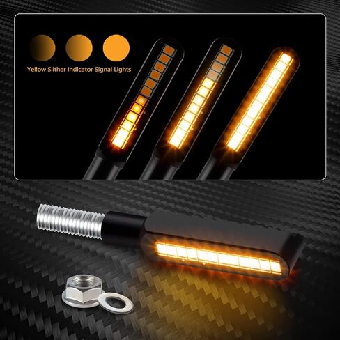2PCS Flowing Sequential Motorcycle LED Turn Signals,12V Super Bright Mini Cobra Appearance LED Blinkers,Fit for Harley Honda KTM Kawasaki Suzuki Yamaha - Amber in Saudi Arabia