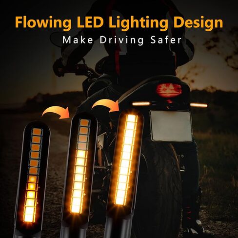 2PCS Flowing Sequential Motorcycle LED Turn Signals,12V Super Bright Mini Cobra Appearance LED Blinkers,Fit for Harley Honda KTM Kawasaki Suzuki Yamaha - Amber in Saudi Arabia