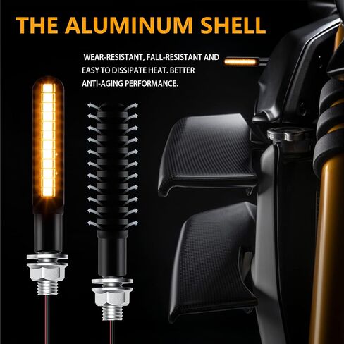 2PCS Flowing Sequential Motorcycle LED Turn Signals,12V Super Bright Mini Cobra Appearance LED Blinkers,Fit for Harley Honda KTM Kawasaki Suzuki Yamaha - Amber in Saudi Arabia