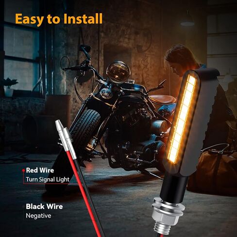 2PCS Flowing Sequential Motorcycle LED Turn Signals,12V Super Bright Mini Cobra Appearance LED Blinkers,Fit for Harley Honda KTM Kawasaki Suzuki Yamaha - Amber in Saudi Arabia