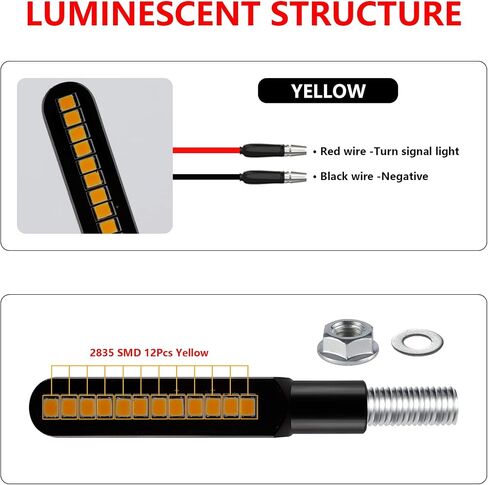 2PCS Flowing Sequential Motorcycle LED Turn Signals,12V Super Bright Mini Cobra Appearance LED Blinkers,Fit for Harley Honda KTM Kawasaki Suzuki Yamaha - Amber in Saudi Arabia