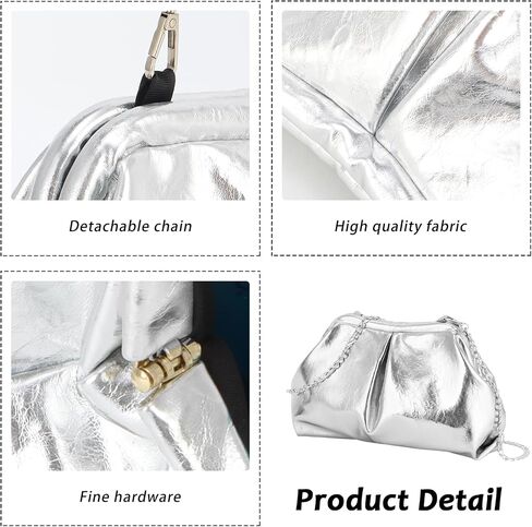 GOKTOW Soft Leather Clutch Purse for Women Dumpling Clutch Purses for Women, Crochet Handbags Ruched Cloud for Wedding Party in Saudi Arabia
