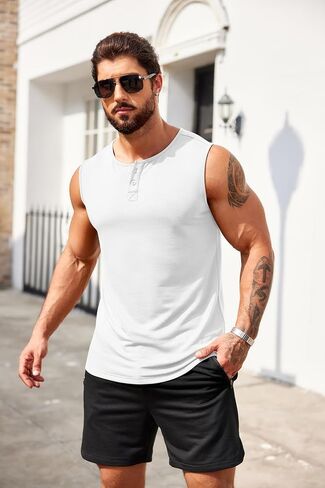 COOFANDY Men's Casual Tank Top Sleeveless Henley Shirts Muscle Fit T Shirt in Saudi Arabia
