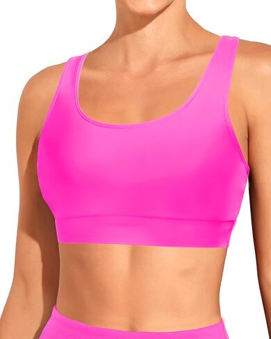 Holipick Women's Sports Bra Bikini Top Criss Cross Swim Top Scoop Neck Bathing Suit Top Swimsuit Top Only in Kuwait